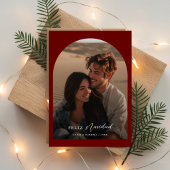 Boog Foto Feliz Navidad Kerstmis Spaans Rood Feestdagenkaart