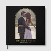 Boog Foto Gouden Folie Typografie Elegant Huwelijk Gastenboek (Voorkant)