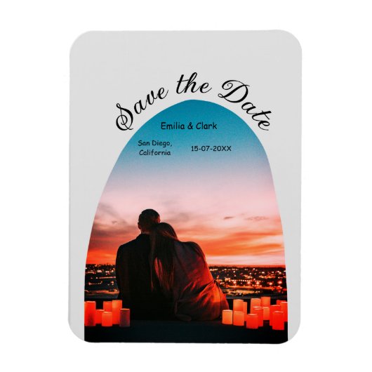 boog foto grijs boho save the date QR modern Magneet (Verticaal)