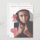 Boog Foto Roze Hart Lollypop Modern Feestdagenkaart (Voorkant)