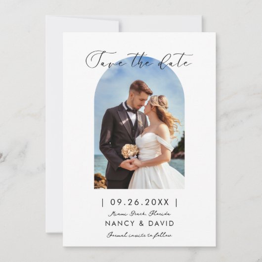 Boog Foto Strand Bruiloft Bewaar De Datum Save The Date (Voorkant)