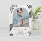 Boog Fotobestemming Strand Bruiloft Save The Date (Staand voorkant)