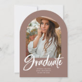 Boog Fotoborstel Kalligrafie Afstuderen Uitnodigin Kaart (Voorkant)