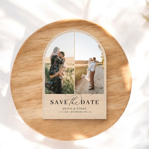 Boog Fotokalligrafie Trouwen Save the Date Acryl Uitnodigingen