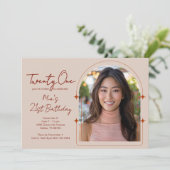 Boog Fotosjabloon Cactus Vine Boho 21e verjaardag Kaart (Staand voorkant)