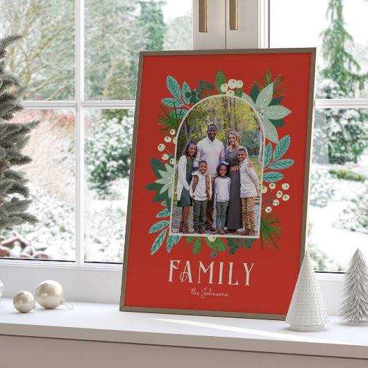 Boog Frame Bloem Kerstmis Foto Poster