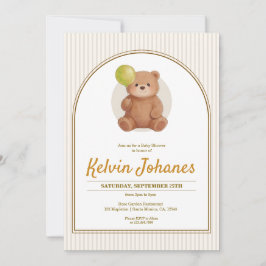 Boog gestreepte teddybeer ballonnen baby shower kaart