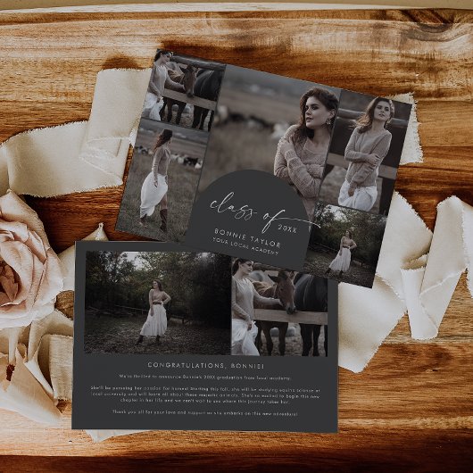 Boog | Grijze Klasse van 2024 Multi Photo Afstuder Aankondiging