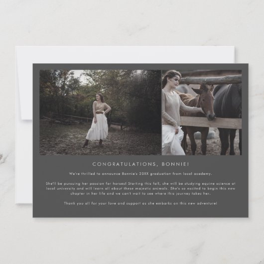 Boog | Grijze Klasse van 2024 Multi Photo Afstuder Aankondiging (Achterkant)