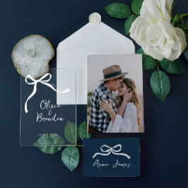 Boog grillige hand getekend gepersonaliseerd acryl uitnodigingen