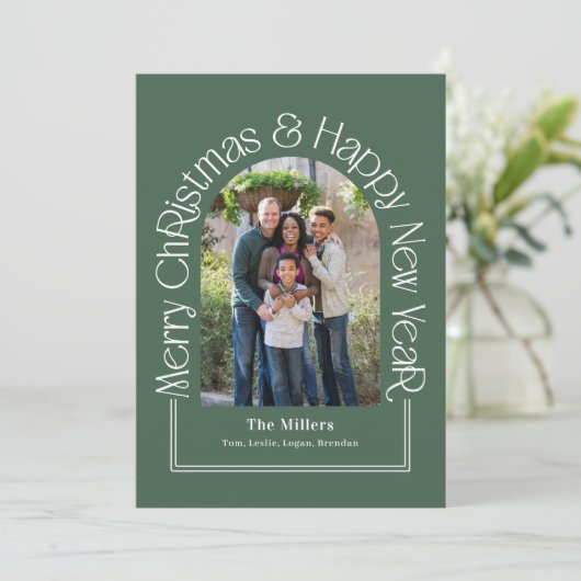 Boog Groet Bewerkbare kleur Vakantie Kaart (Staand voorkant)