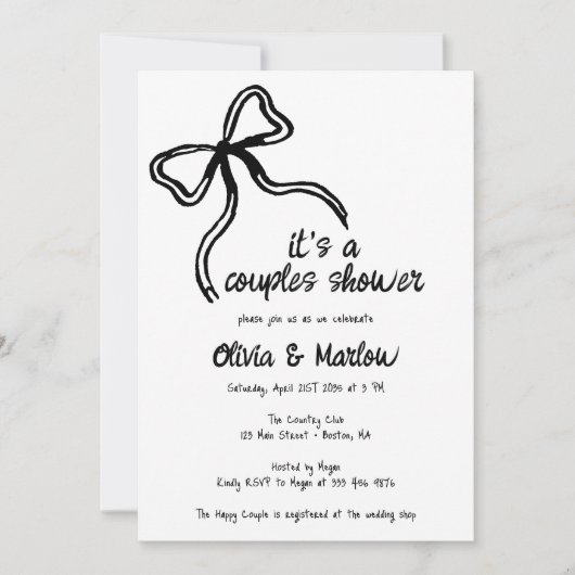 Boog hand geïllustreerd Koppel douche uitnodiging (Voorkant)