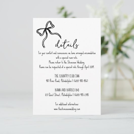 Boog hand getrokken bruiloft details kaart (Staand voorkant)