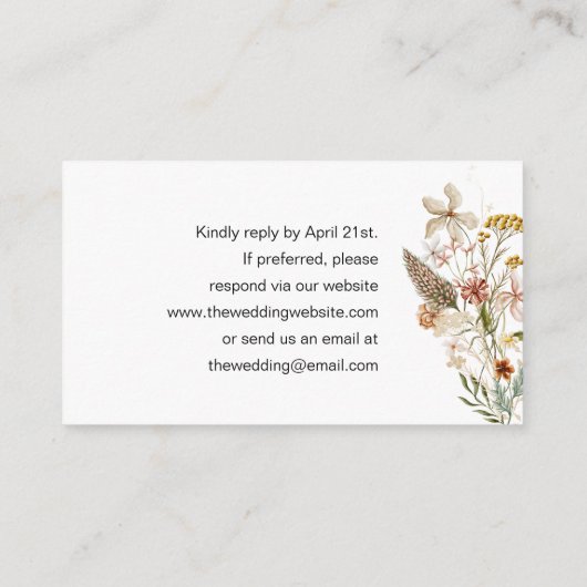 Boog hand getrokken Bruiloft Website invoegen QR C Informatiekaartje (Achterkant)