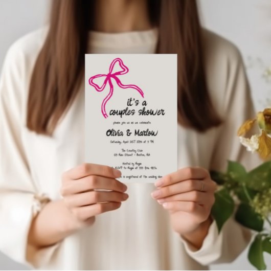 Boog handgeschreven Paar douche party uitnodiging