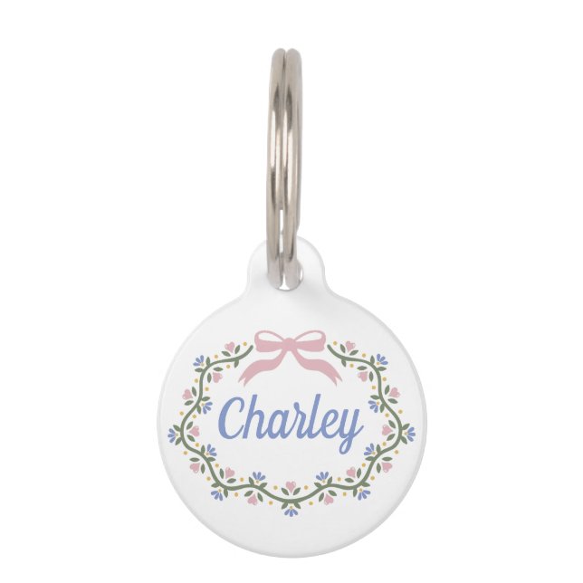 Boog, Hart, en Bloemenwijnstok Huisdierpenning (Voorkant)