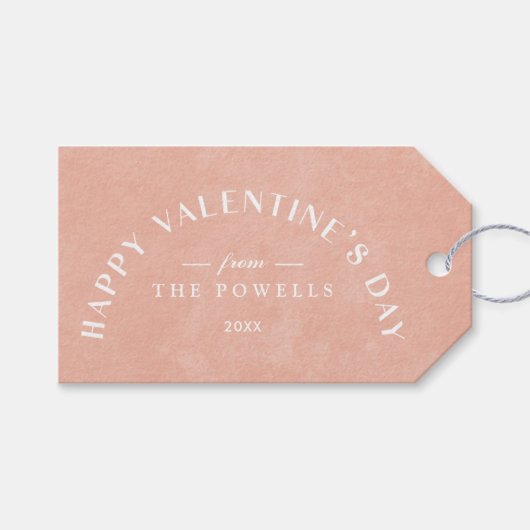 Boog Hart Valentijnsdag Fotocadeautag - Perzik Cadeaulabel (Voorkant (Horizontaal))