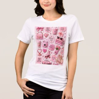 Boog hartjes Roze Couquette Meisjesachtige Estheti Tri-Blend Shirt