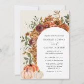 Boog Herfst Bloemen Pompoen Huwelijk Kaart (Voorkant)