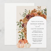 Boog Herfst Bloemen Pompoen Huwelijk Kaart (Voorkant / Achterkant)