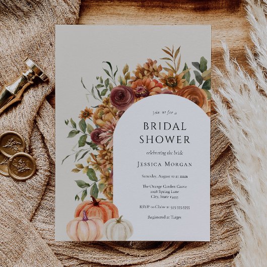Boog Herfst Pompoen Bruids Douche Uitnodiging