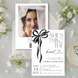 Boog het vastbinden van de knoop QR Foto Vrijgezel Kaart