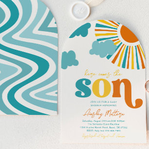 Boog Hier Komt De Zoon Baby Shower Uitnodiging