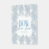 Boog Ho Blue Bows Foto Kerstvakantie Metalen Ornament (Voorkant links)