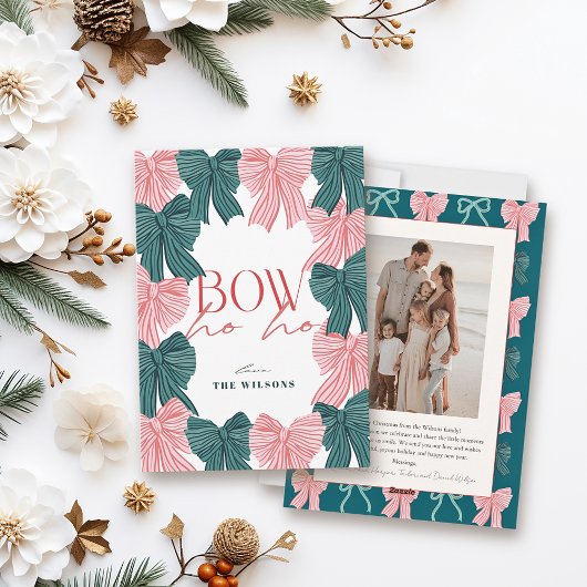 Boog Ho Ho Rode & Groene Boogjes Foto Kerst Feestdagenkaart