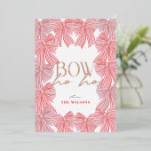 Boog Ho Rood & Roze Bogen Foto Kerst Folie Feestdagenkaart (Staand Voorkant)