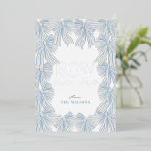 Boog Hoe Blauw Beugels Kerstmis Folie Feestdagenkaart (Staand Voorkant)