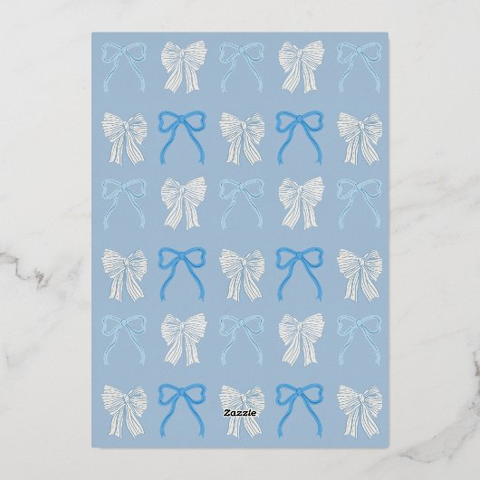 Boog Hoe Blauw Beugels Kerstmis Folie Feestdagenkaart (Achterkant)