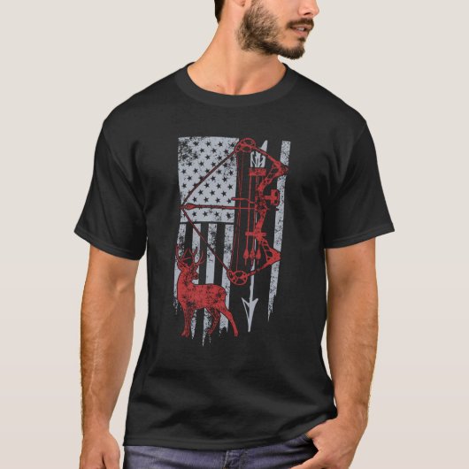 Boog jacht herten vlag jagers t-shirt (Voorkant)