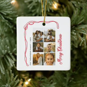 Boog Kerstmis Familie 6 foto's Keramisch Ornament