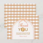 Boog Kleine Mopje Dank Je Kaart Gingham Herfst (Voorkant / Achterkant)