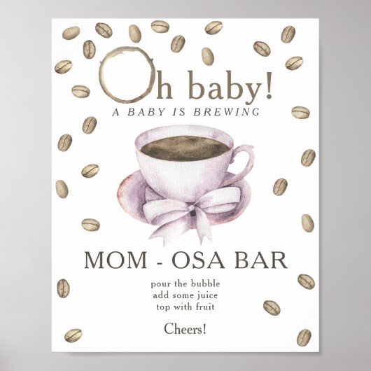 Boog & Koffie brouwen baby shower Momosa bar Poster (Voorkant)