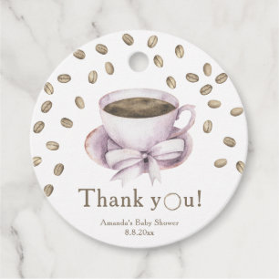 Boog & koffie zetten Baby shower Bedankt Bedankjes Labels
