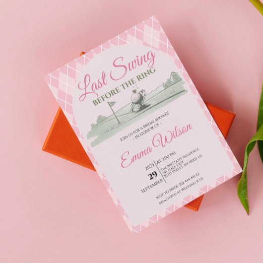 Boog Laatste Swing Voor de Ring Roze Bruidsdouche Kaart