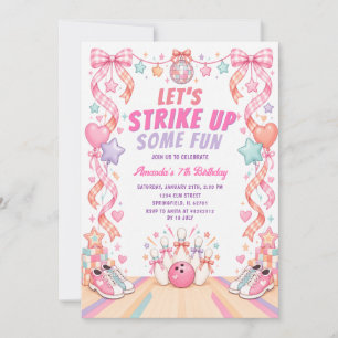 Boog laten we Pink Bowling Girls Verjaardag starte Kaart