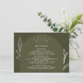 Boog Lijn Kunst Groene Trouwdetails Kaart (Staand voorkant)