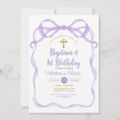 Boog lint doop & 1e verjaardag Paarse Kaart (Voorkant)