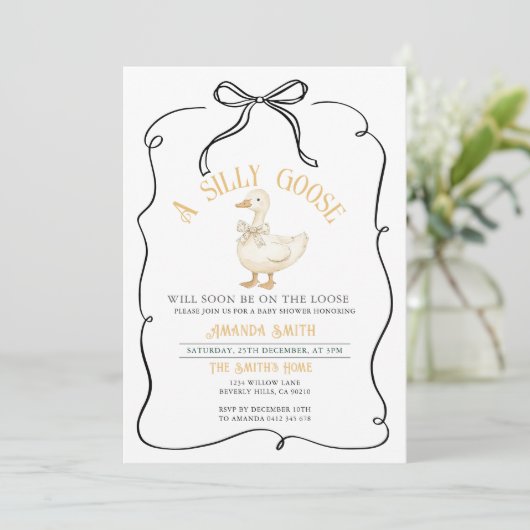 Boog lint Geslachtsneutrale Gans Baby shower Kaart (Staand voorkant)