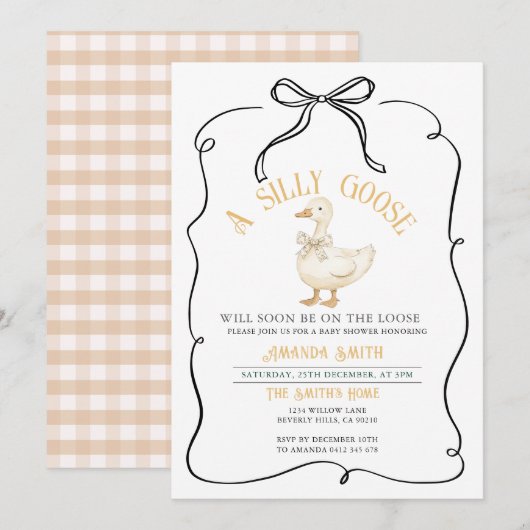 Boog lint Geslachtsneutrale Gans Baby shower Kaart (Voorkant / Achterkant)