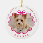 Boog Lint Huisdier Geheugen Foto rood Keramisch Ornament (Voorkant)