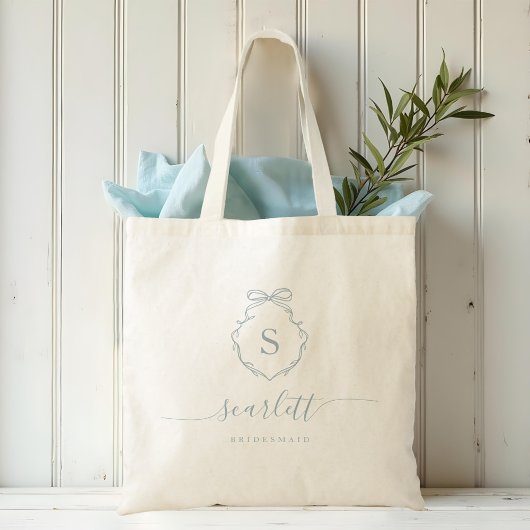 Boog & Lint Monogram Crest Bruidsfeest Tote Bag