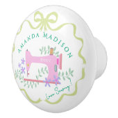 Boog lint naaien groen wit keramische knop (Rechts)