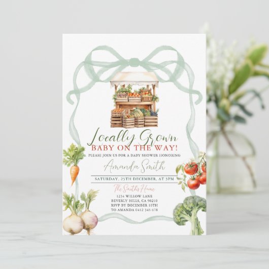 Boog lokaal geteeld Fresh Market Baby shower Kaart (Staand voorkant)