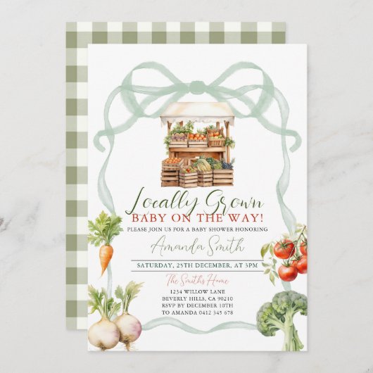 Boog lokaal geteeld Fresh Market Baby shower Kaart (Voorkant / Achterkant)
