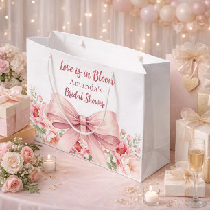 Boog Love is in Bloom roze bloemen Bruidsdouche Groot Cadeauzakje