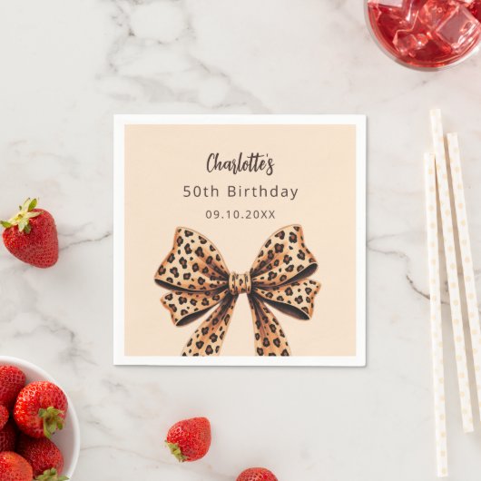 Boog luipaard print bruin beige Verjaardag Servet (Insitu)